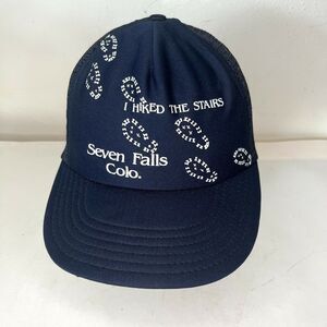 Vintage I Hiked the Falls Seven Falls Colorado Blue Trucker Snapback Hat